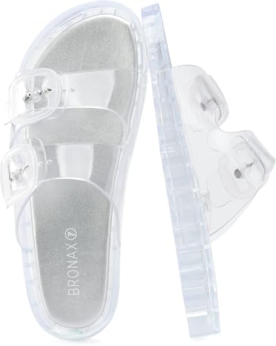 Double-Buckle Jelly Sandal — Clear